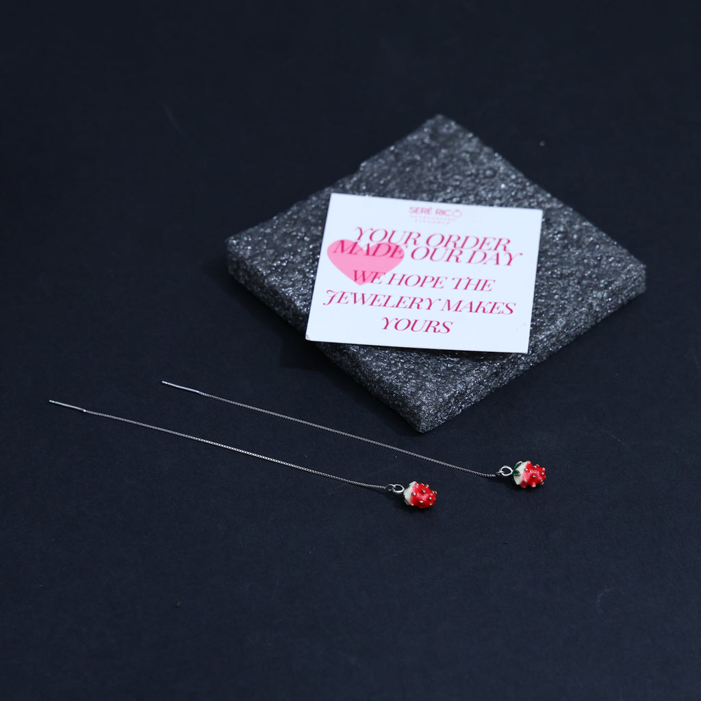 925 Silver Strawberry Shortcake Earring